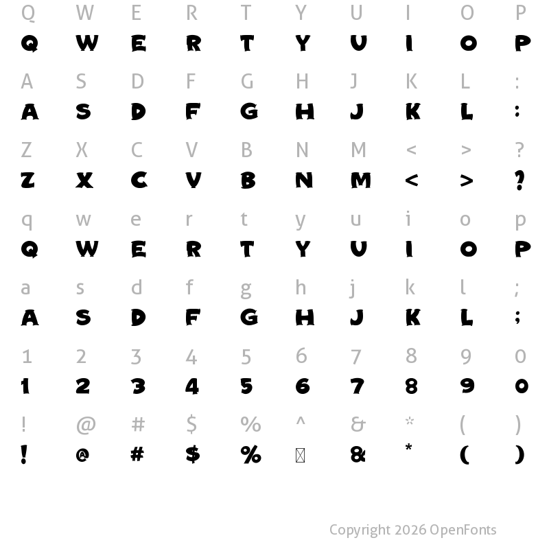 Character Map of Young Barse Regular