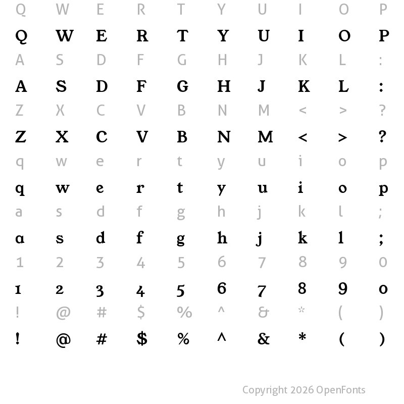 Character Map of Young Serif Regular