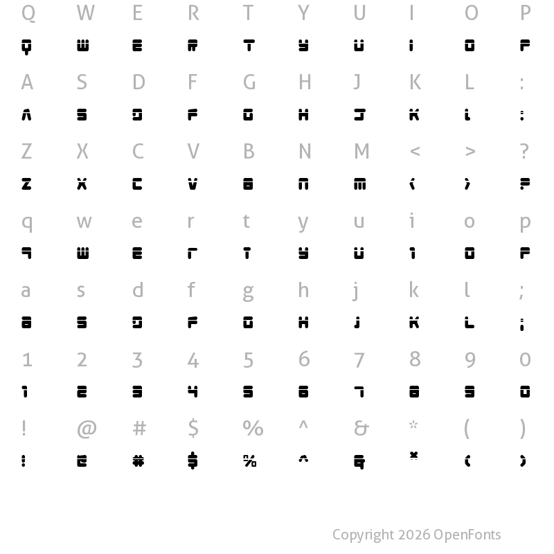Character Map of Young Techs Laser Regular