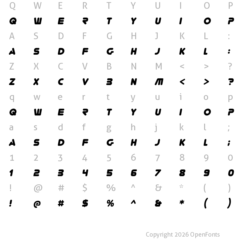 Character Map of You're Gone Italic