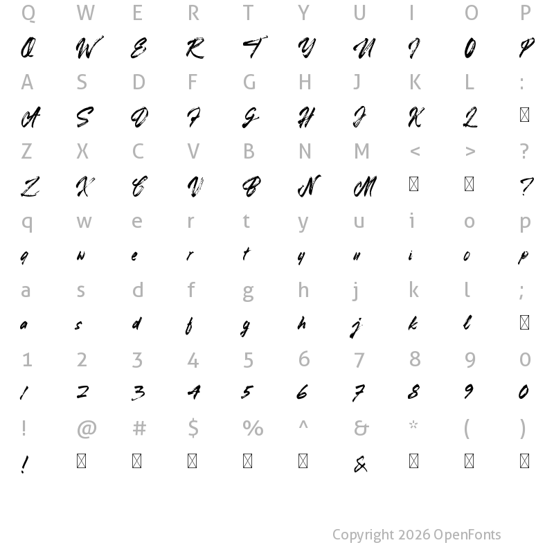 Character Map of Youth Brush Daylight Regular