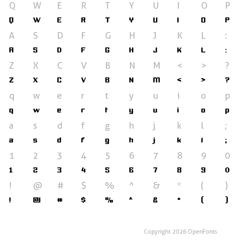 Character Map of Youthanasia Regular