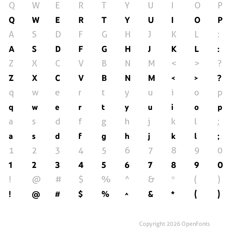 Character Map of YouTube Sans Bold