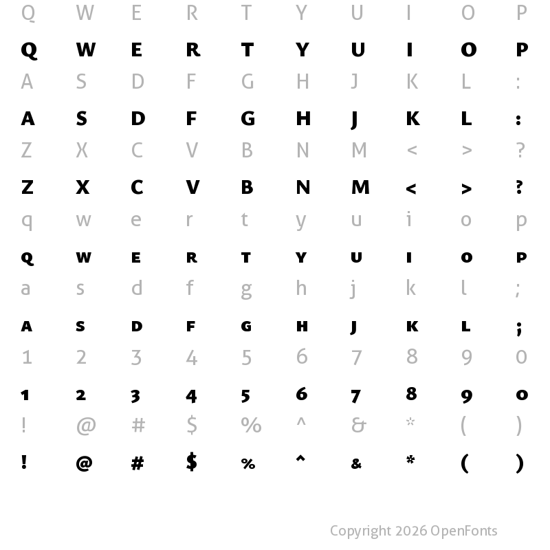 Character Map of Ysabeau SC Black