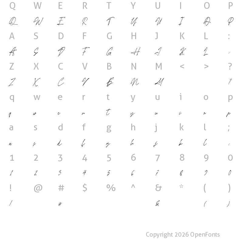 Character Map of Yuanytta Regular