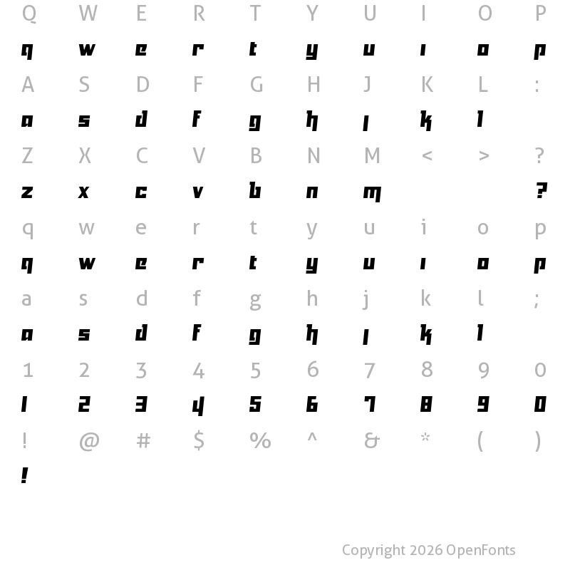 Character Map of Yukarimobile Regular