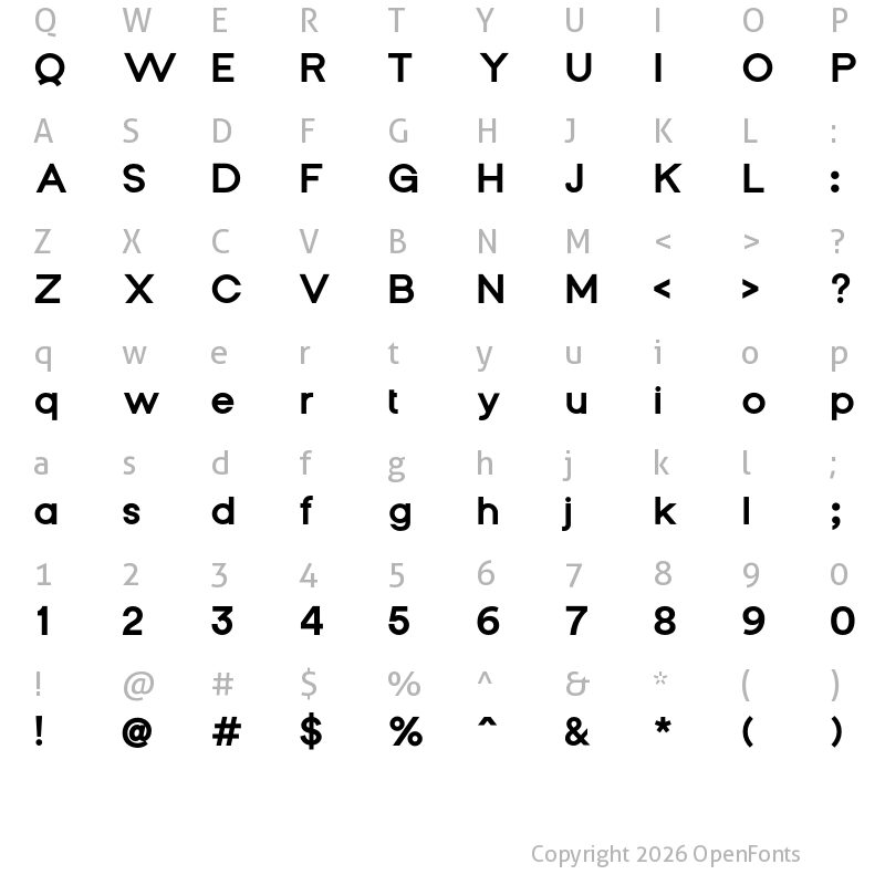 Character Map of Yukita Sans Bold