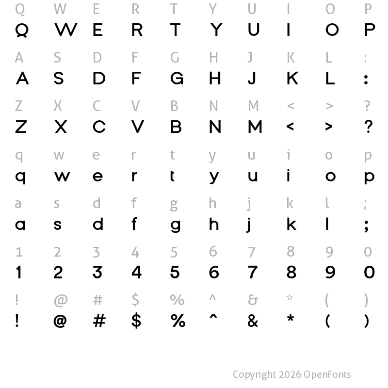 Character Map of Yukita Sans Medium