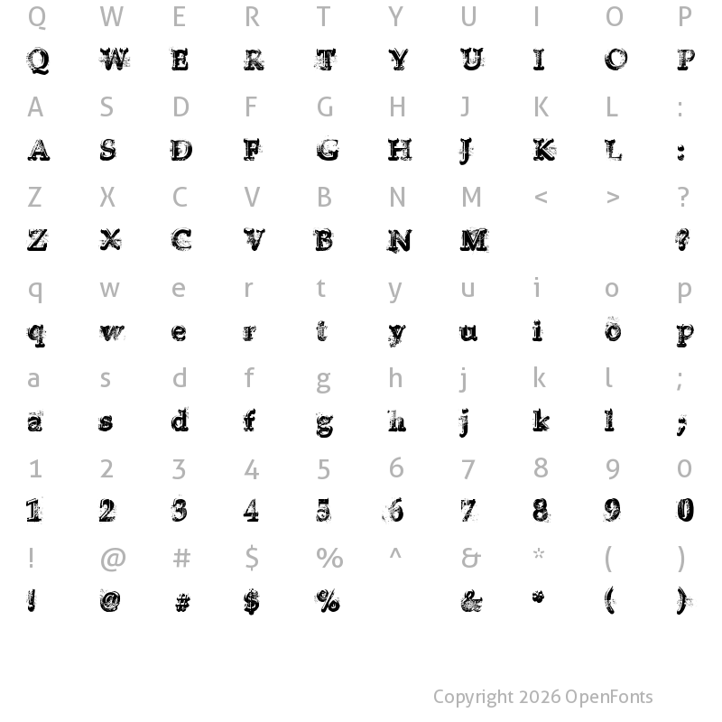 Character Map of Yukon Gold Regular