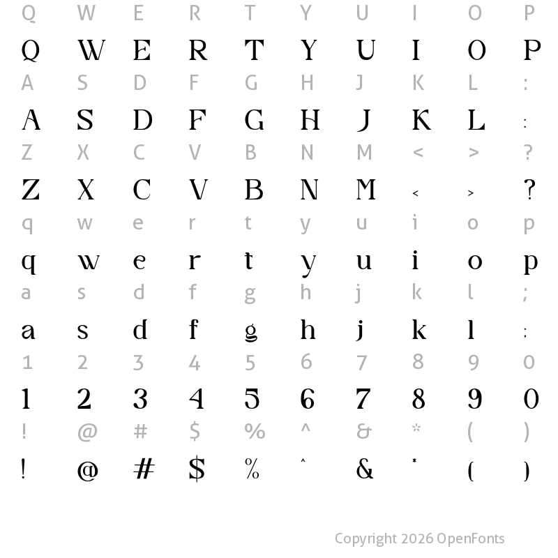 Character Map of Yustika Regular
