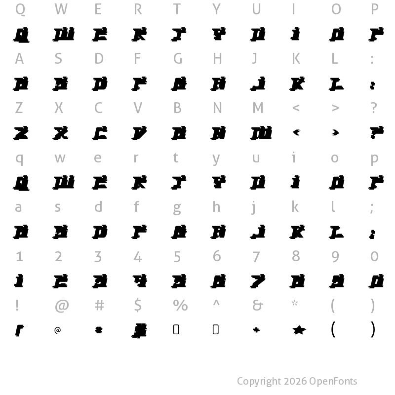 Character Map of Yytrium Back
