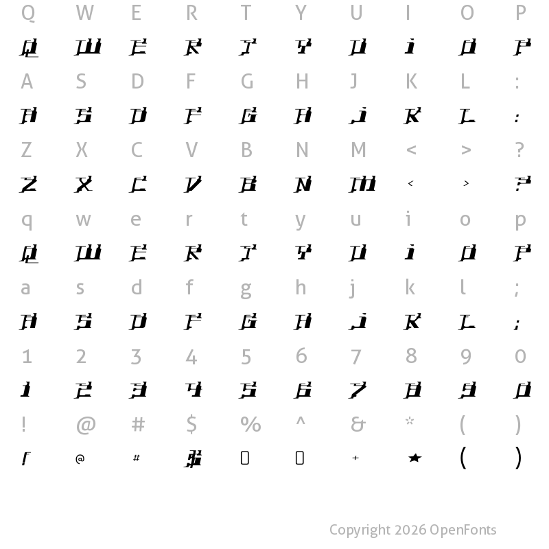 Character Map of Yytrium Front