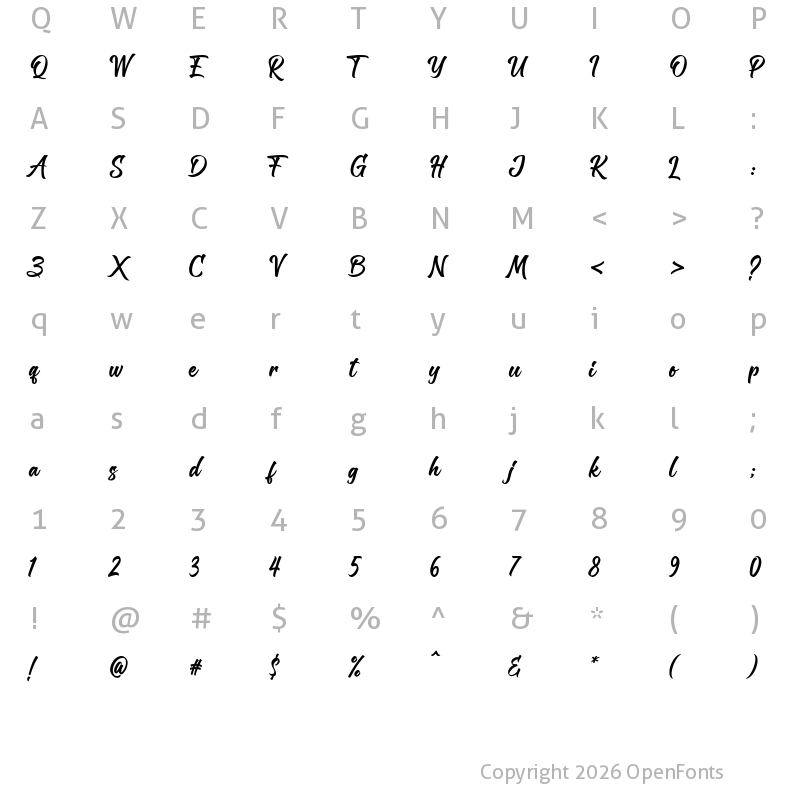Character Map of Zafrilus Regular