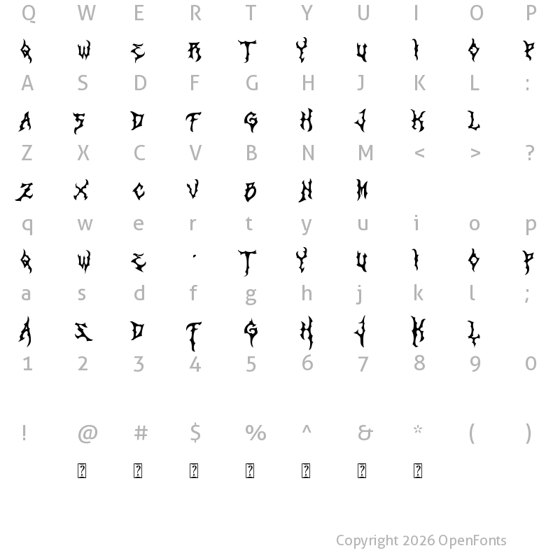 Character Map of ZAMRUDS Regular