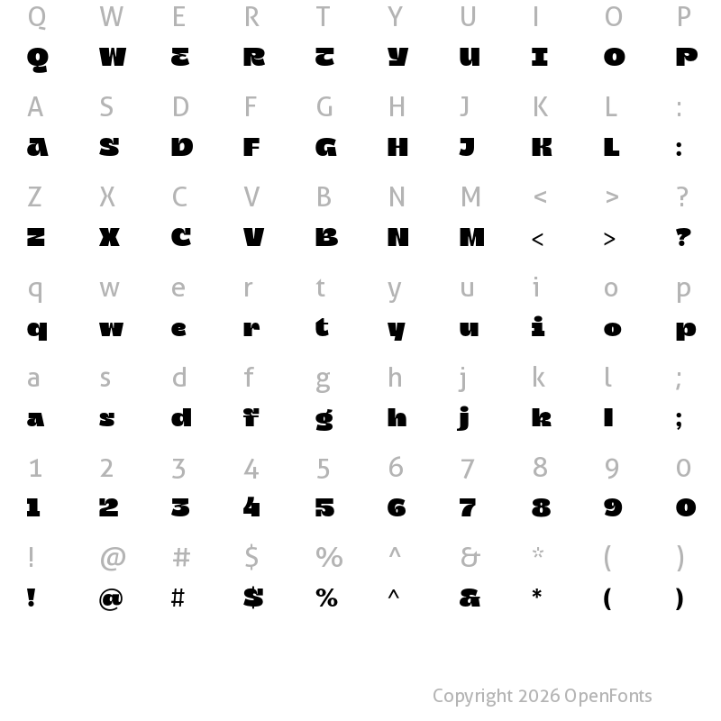 Character Map of Zatiyan Regular