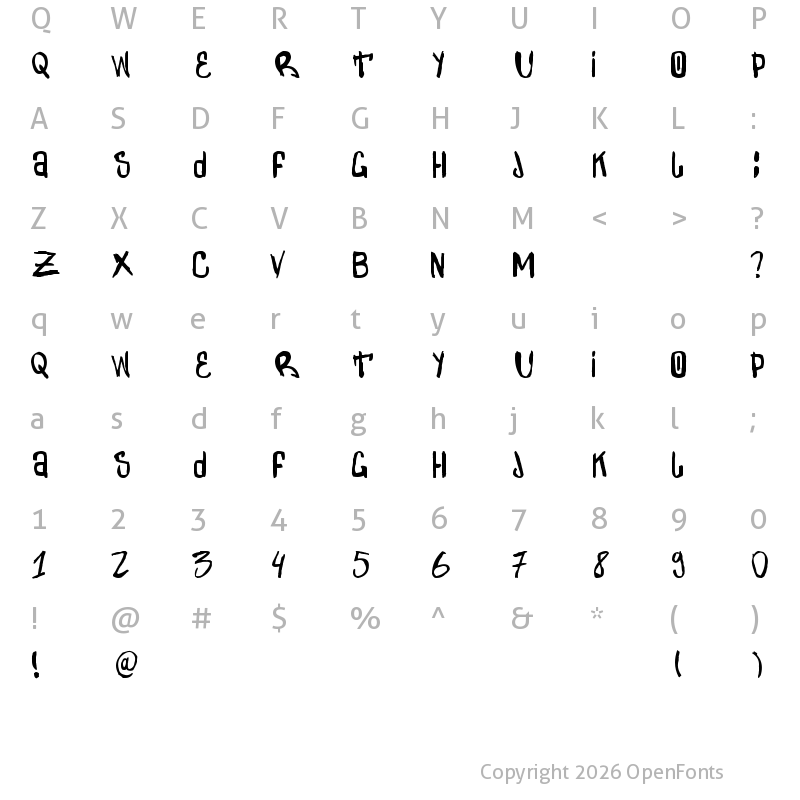 Character Map of Zdarx Regular