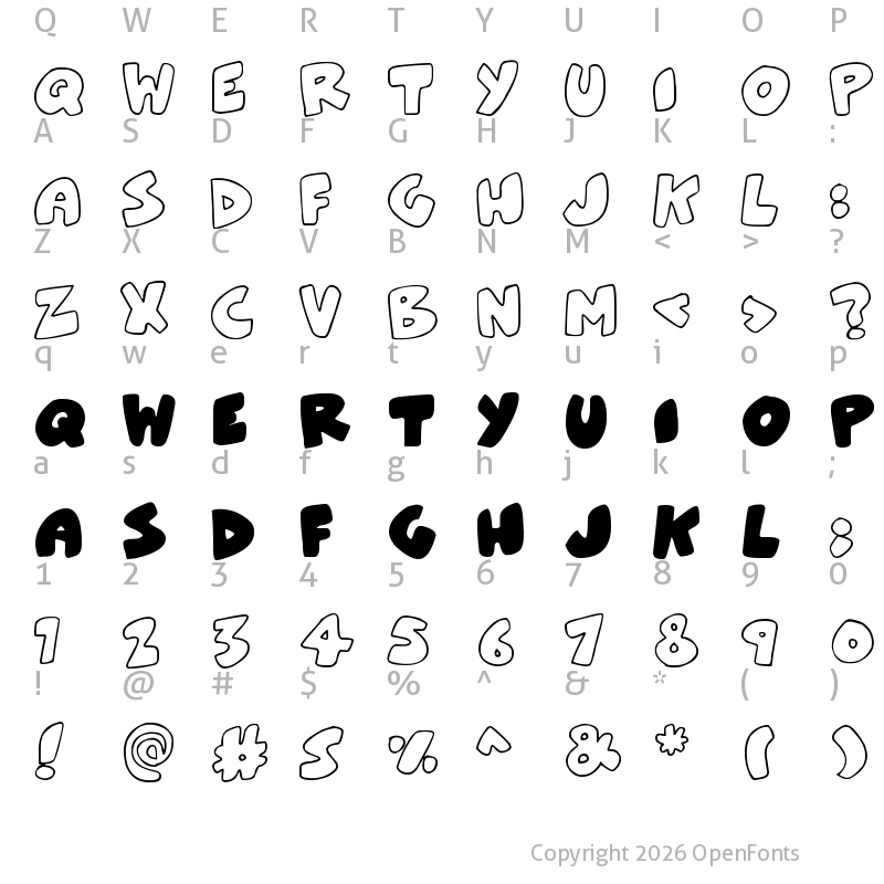 Character Map of ZeBrA bLoBs Regular