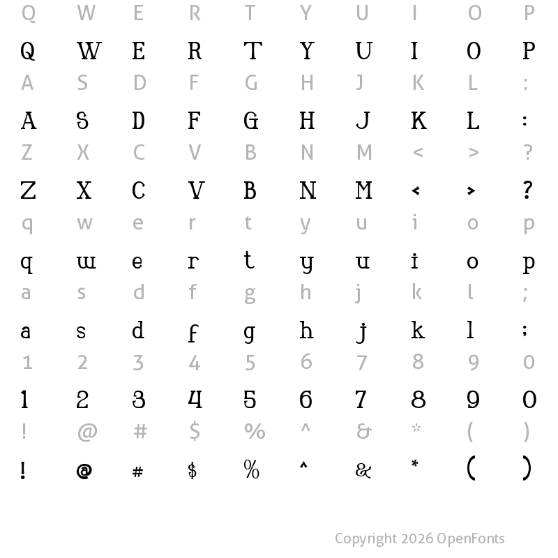 Character Map of Zella Regular
