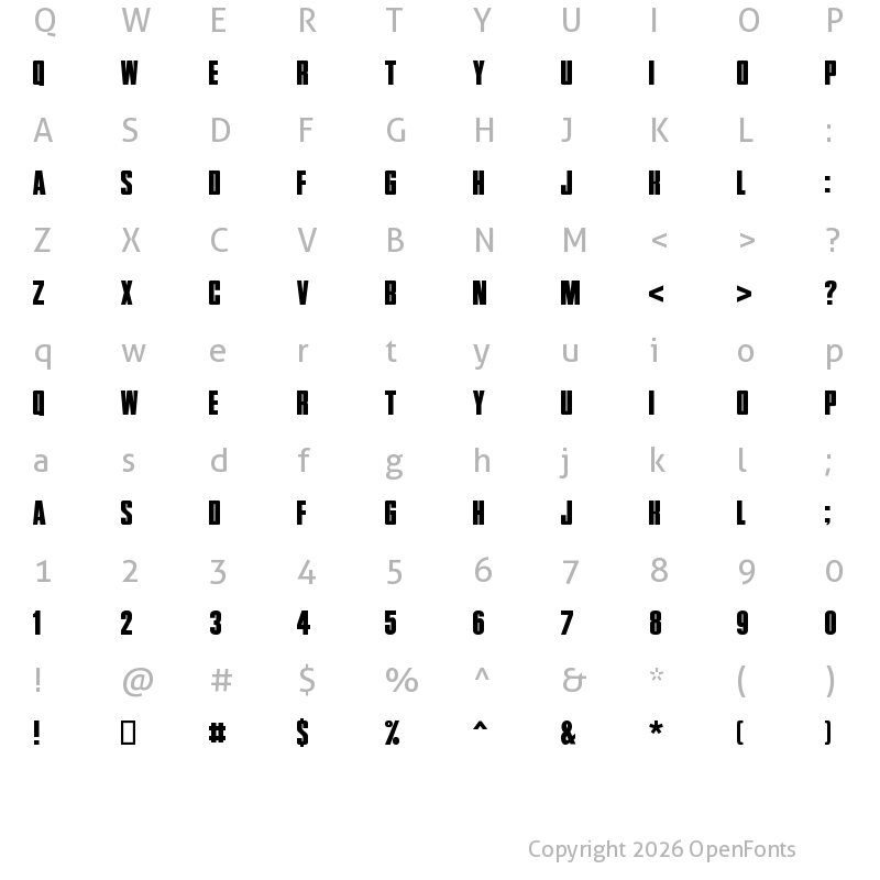 Character Map of Zentropa Regular