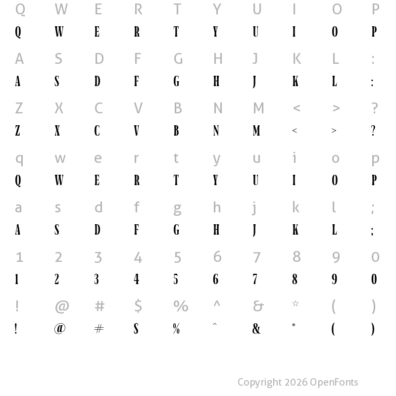 Character Map of Zewyolk Regular