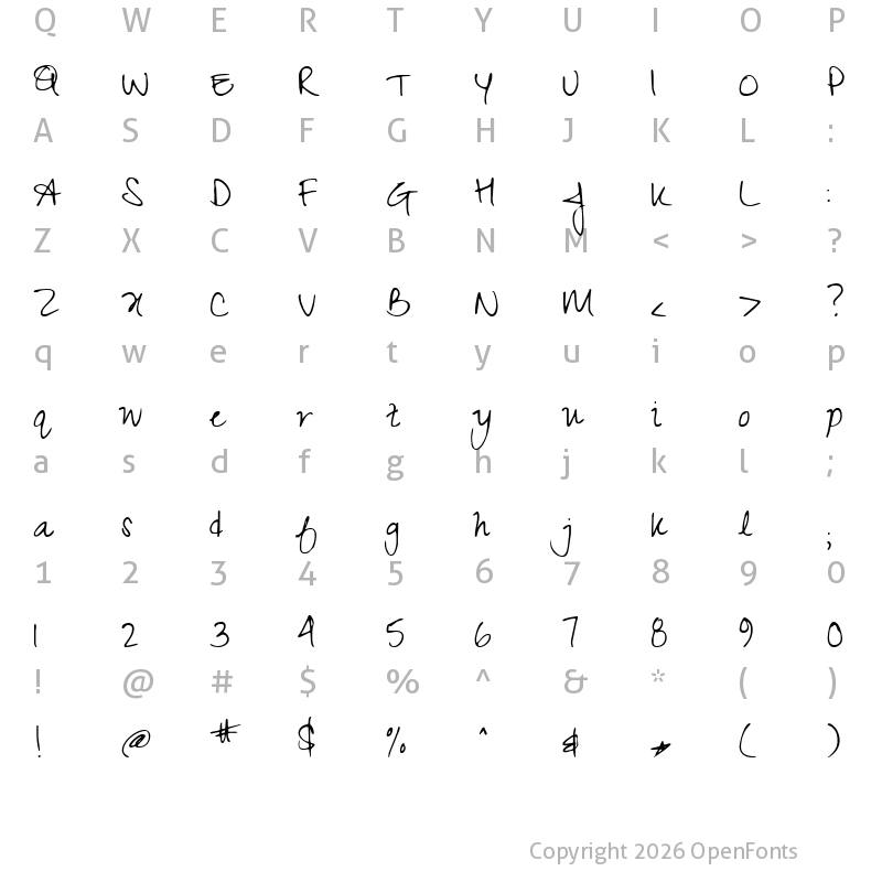Character Map of Zeyada Regular