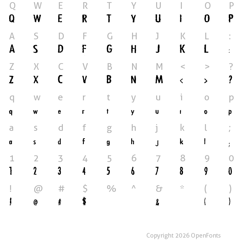 Character Map of Zfonts Zfonts