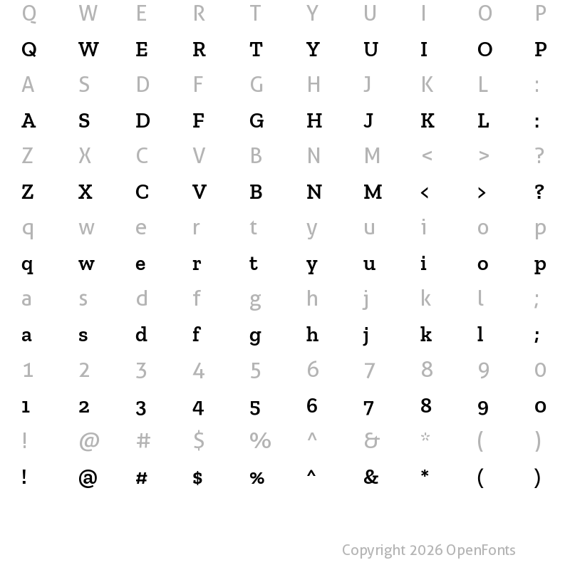 Character Map of Zilla Slab SemiBold