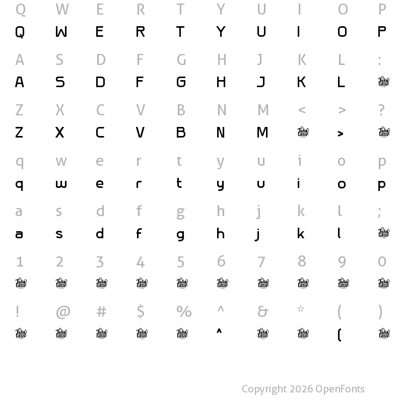 Character Map of ZIMETA Personal Use