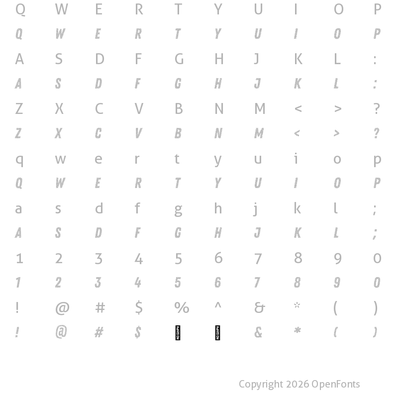Character Map of Zing Rust Diagonals2 Demo Base