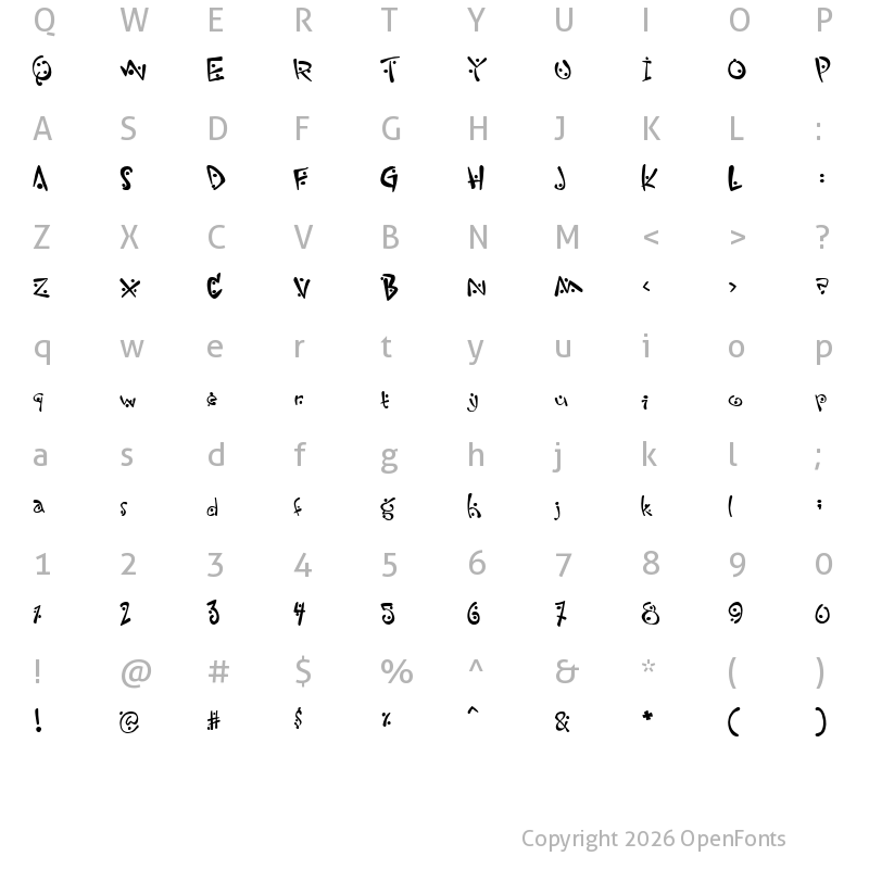 Character Map of Zitcream Regular