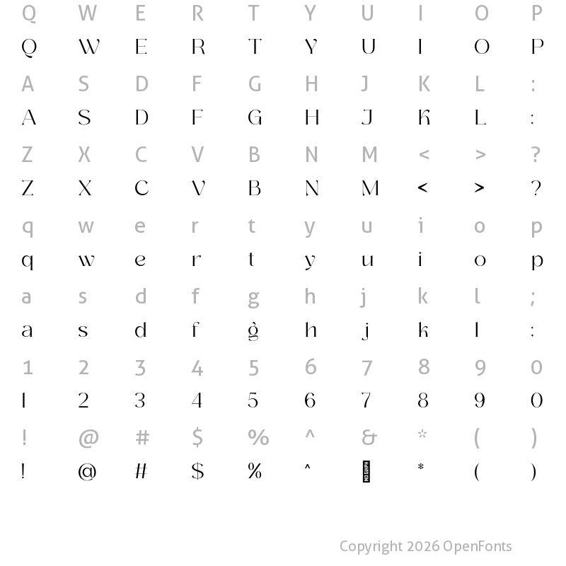 Character Map of Zitter Regular
