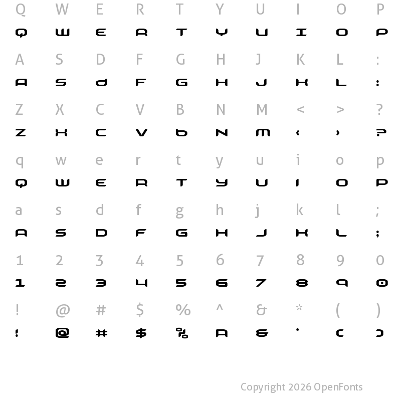 Character Map of Zodiac Key Regular