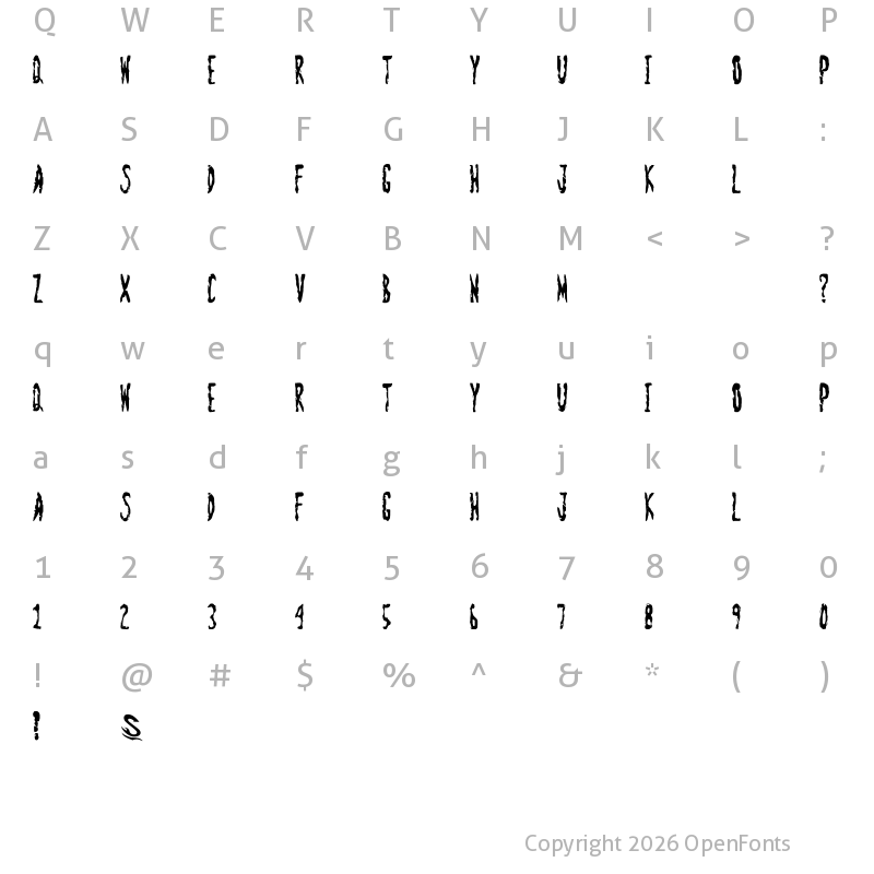 Character Map of Zombie Shooting Regular