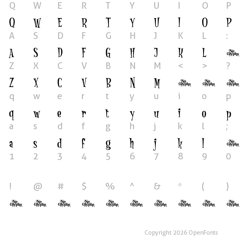 Character Map of Zombies DEMO Regular