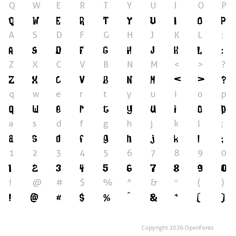 Character Map of ZombieTai Regular