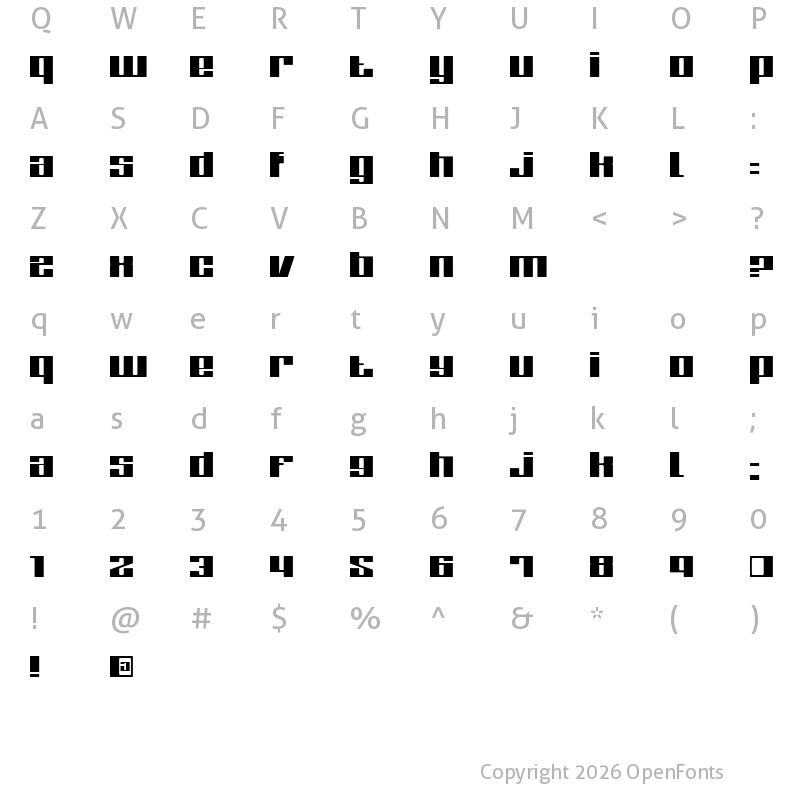 Character Map of Zone Regular