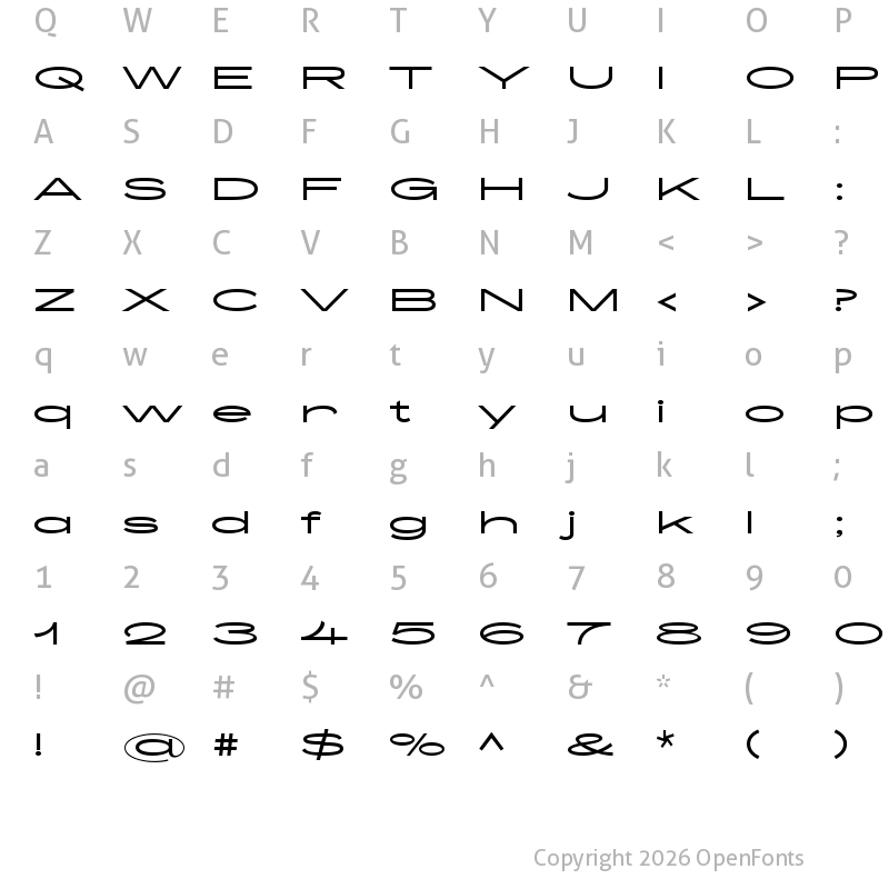 Character Map of Zoom Pro Brutal Regular