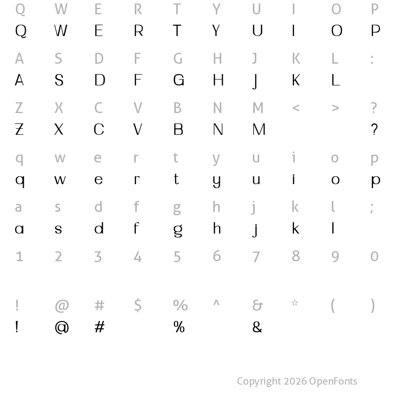 Character Map of ZorniteDEMO Regular