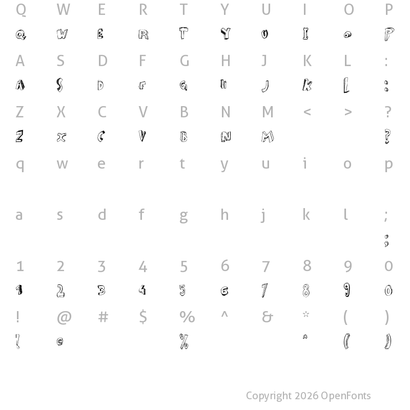 Character Map of Zou Regular