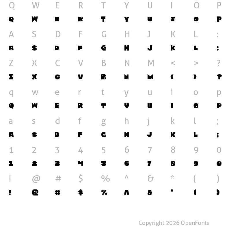 Character Map of Zounderkite Regular