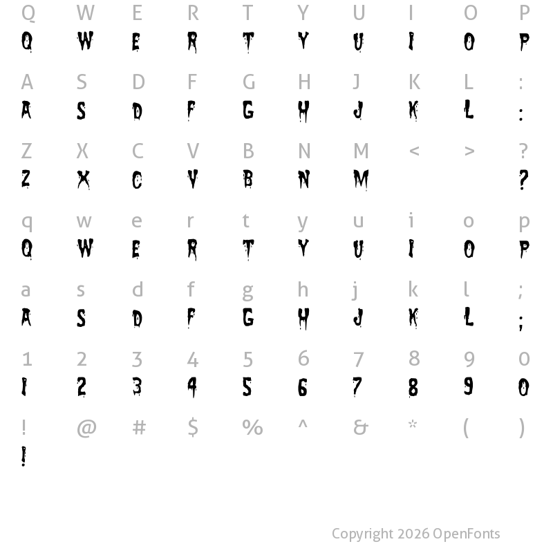 Character Map of Zreaks NFI Regular