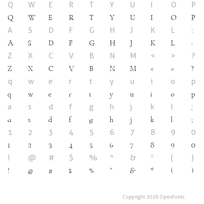 Character Map of Zt Chablis Light Slow