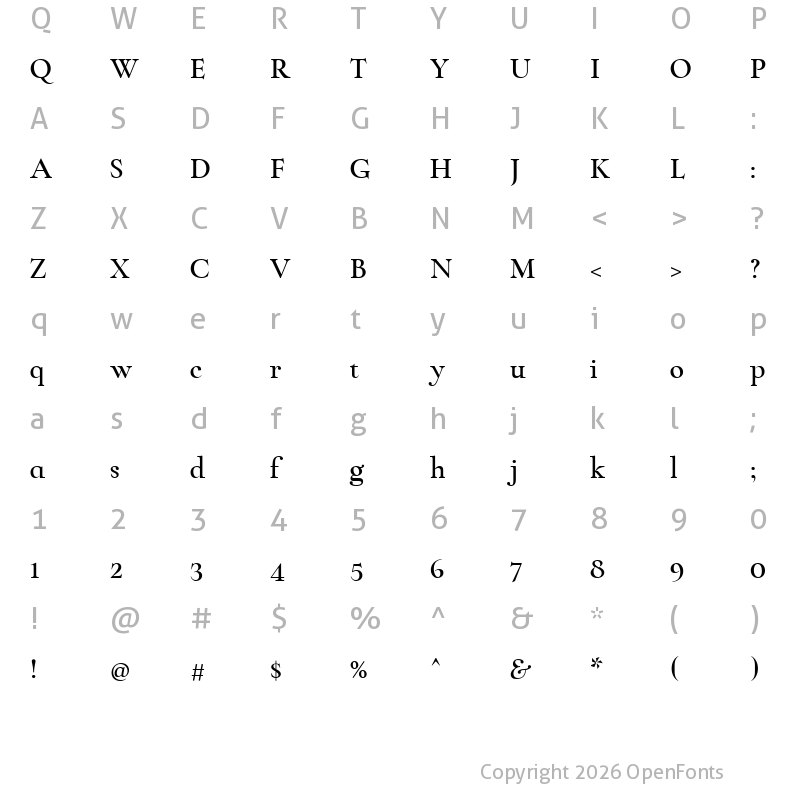 Character Map of Zt Chablis Semi Bold