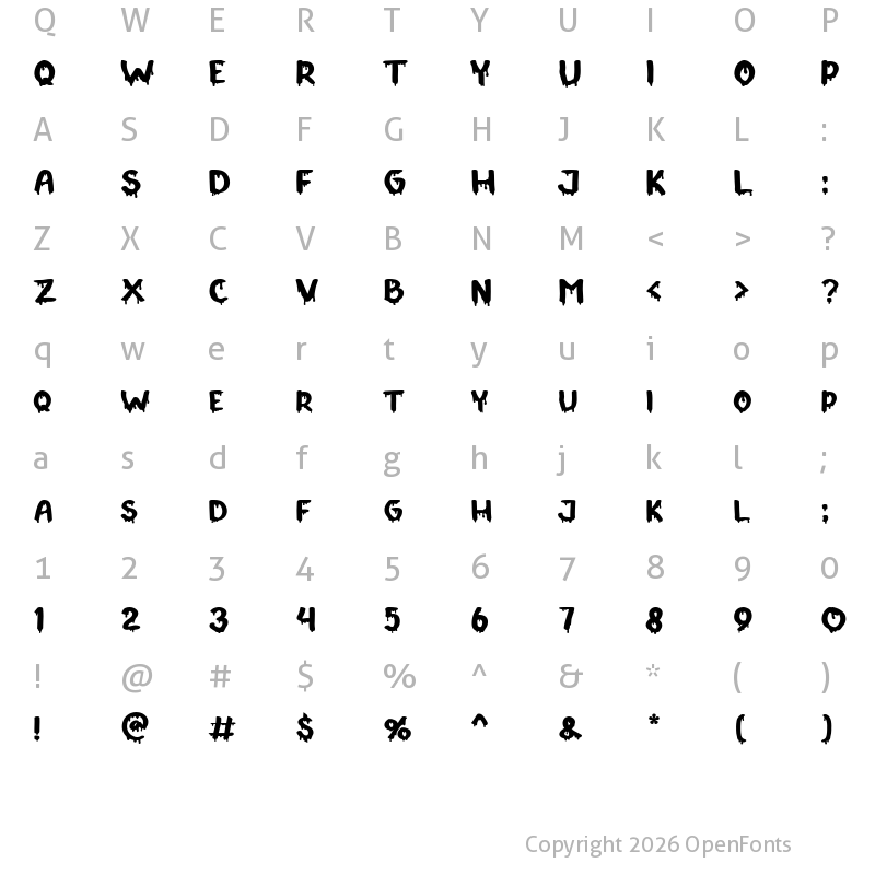 Character Map of Zumanie Bold