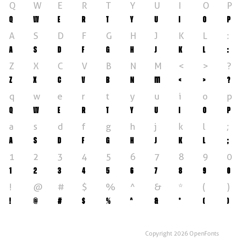 Character Map of Zuume Black