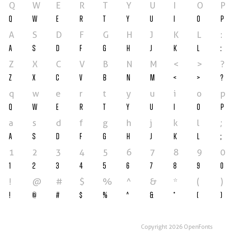 Character Map of Zuume Regular
